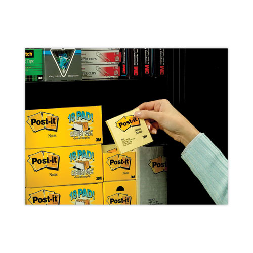 Image of Post-It® Notes Original Pads In Canary Yellow, Cabinet Pack, 3" X 3", 90 Sheets/Pad, 18 Pads/Pack