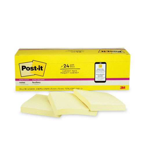 Image of Pads in Canary Yellow, Cabinet Pack, 3" x 3", 90 Sheets/Pad, 24 Pads/Pack