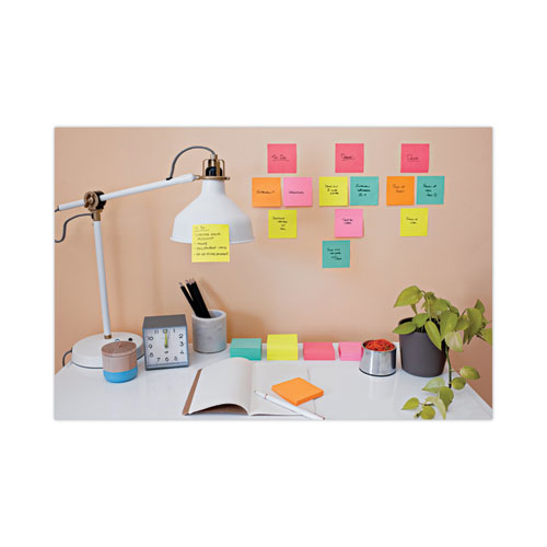 Image of Post-It® Notes Super Sticky Pads In Supernova Neon Collection Colors, Cabinet Pack, 3" X 3", 70 Sheets/Pad, 24 Pads/Pack