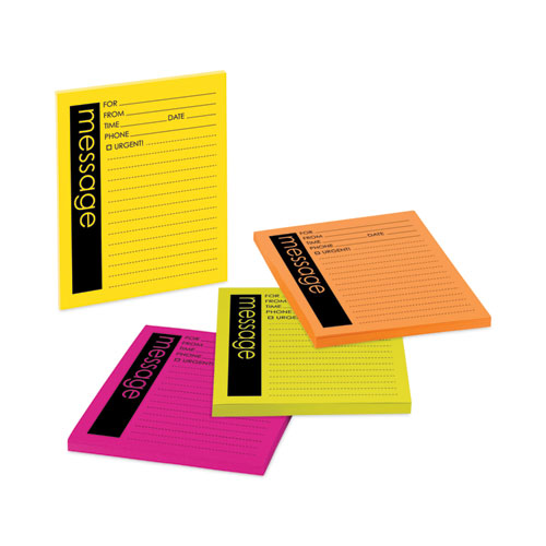 Self-Stick Message Pad, Note Ruled, 4" x 5", Energy Boost Collection Colors, 50 Sheets/Pad, 4 Pads/Pack