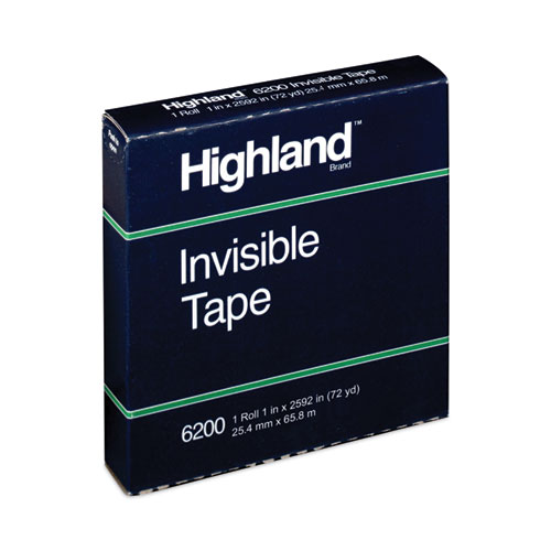 Highland™ Invisible Permanent Mending Tape, 3" Core, 1" x 72 yds, Clear