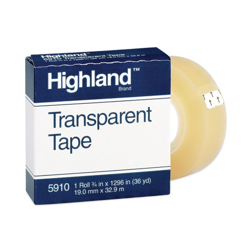 Highland™ Transparent Tape, 1" Core, 0.75" x 36 yds, Clear