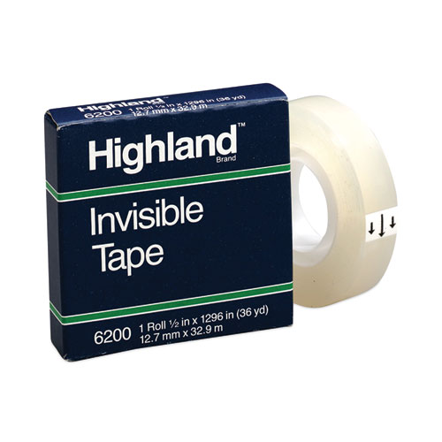 Highland™ Invisible Permanent Mending Tape, 1" Core, 0.5" X 36 Yds, Clear