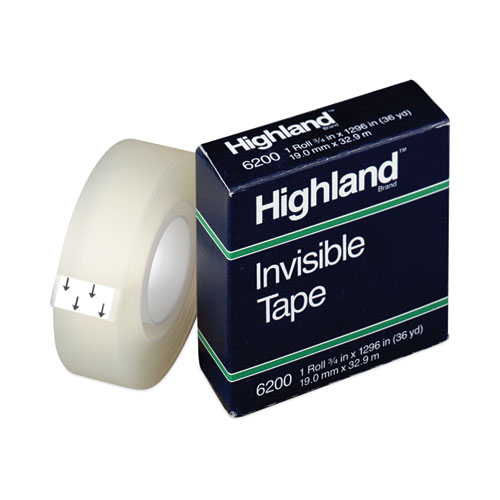 Highland™ Invisible Permanent Mending Tape, 1" Core, 0.75" X 36 Yds, Clear
