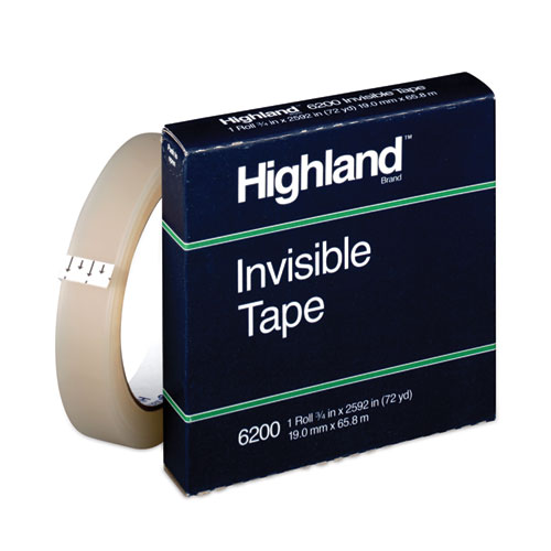 Image of Highland™ Invisible Permanent Mending Tape, 3" Core, 0.75" X 72 Yds, Clear