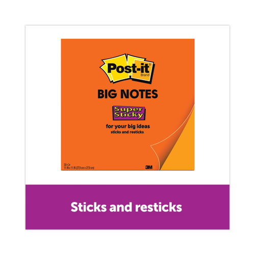 Image of Post-It® Notes Super Sticky Big Notes, Unruled, 11 X 11, Orange, 30 Sheets