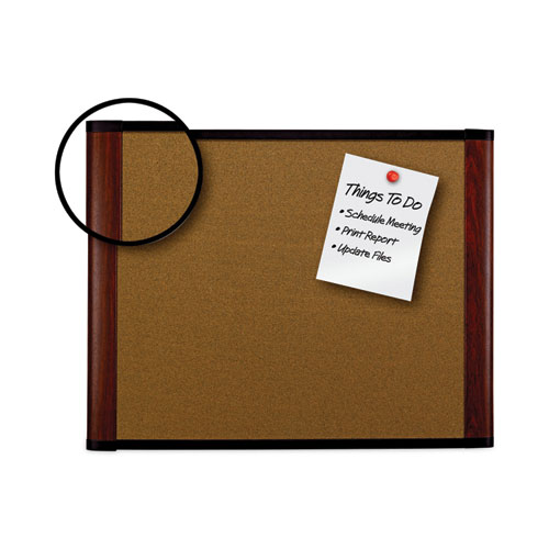 Image of 3M™ Widescreen Cork Bulletin Board, 48 X 36, Tan Surface, Mahogany Aluminum Frame