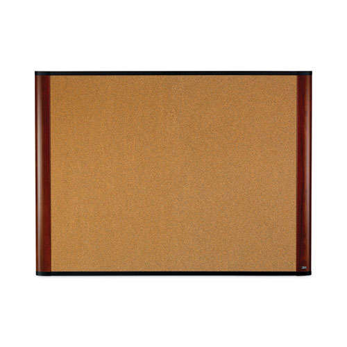 Image of 3M™ Widescreen Cork Bulletin Board, 48 X 36, Tan Surface, Mahogany Aluminum Frame