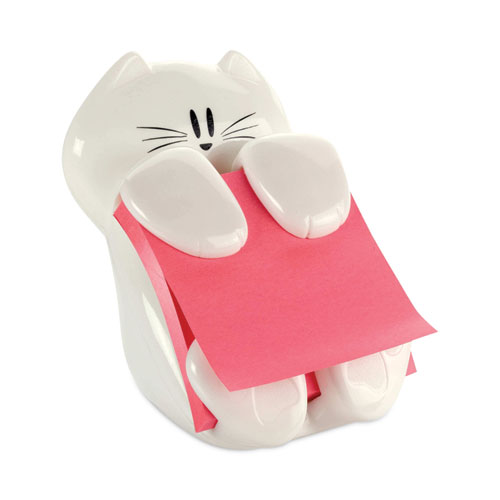 Cat Notes Dispenser, For 3 x 3 Pads, White, Includes (2) Rio de Janeiro Super Sticky Pop-up Pad