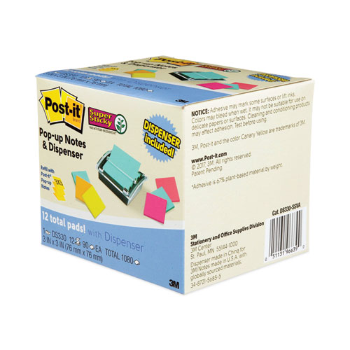 Pop-up Dispenser Value Pack, For 3 x 3 Pads, Black/Clear, Includes (12) Marrakesh Rio de Janeiro Super Sticky Pop-up Pad