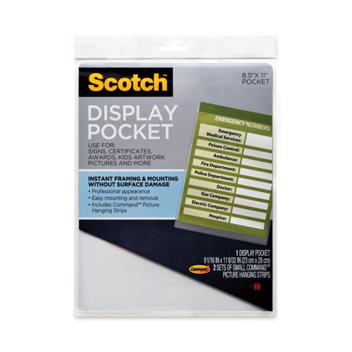 Image of Scotch™ Display Pocket, Removable Interlocking Fasteners, Plastic, 8.5 X 11, Clear