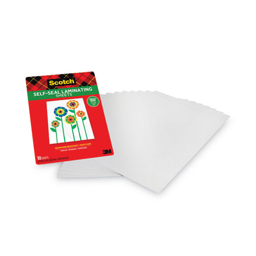 Image of Scotch™ Self-Sealing Laminating Sheets, 6 Mil, 9.06" X 11.63", Gloss Clear, 10/Pack