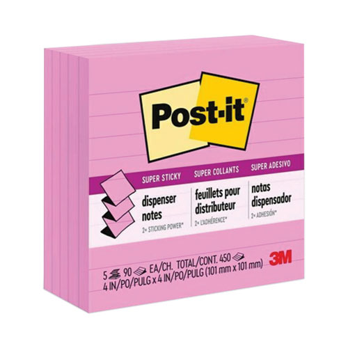 Pop-up Notes Refill, Note Ruled, 4" x 4", Neon Pink, 90 Sheets/Pad, 5 Pads/Pack