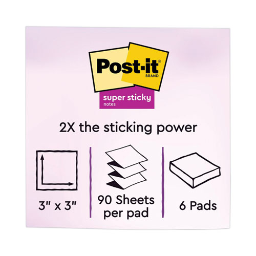 Image of Post-It® Dispenser Notes Super Sticky Pop-Up 3 X 3 Note Refill, 3" X 3", Playful Primaries Collection Colors, 90 Sheets/Pad, 6 Pads/Pack