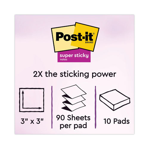 Image of Post-It® Dispenser Notes Super Sticky Pop-Up 3 X 3 Note Refill, 3" X 3", Playful Primaries Collection Colors, 90 Sheets/Pad, 10 Pads/Pack