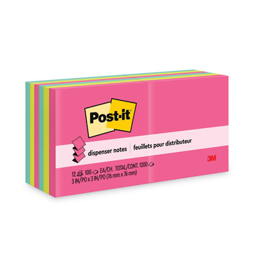 Post-it® Dispenser Notes Original Pop-up Refill Value Pack, 3 x 3, (8) Poptimistic Collection Colors, (4) Canary Yellow, 100 Sheets/Pad, 12 Pads/Pack