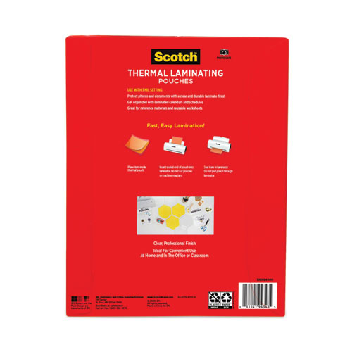 Image of Scotch™ Laminating Pouches, 3 Mil, 9" X 11.5", Gloss Clear, 100/Pack