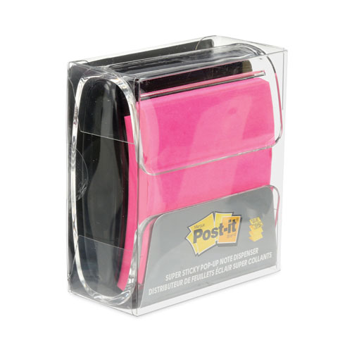 Image of Post-It® Pop-Up Notes Super Sticky Wrap Dispenser, For 3 X 3 Pads, Black/Clear, Includes 45-Sheet Color Varies Pop-Up Super Sticky Pad
