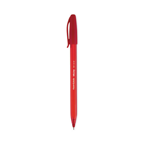 Paper Mate® Inkjoy 100 Ballpoint Pen, Stick, Medium 1 Mm, Red Ink, Red Barrel, Dozen