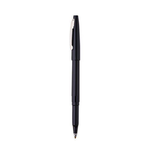 Rolling Writer Roller Ball Pen, Stick, Medium 0.8 mm, Black Ink, Black Barrel, Dozen
