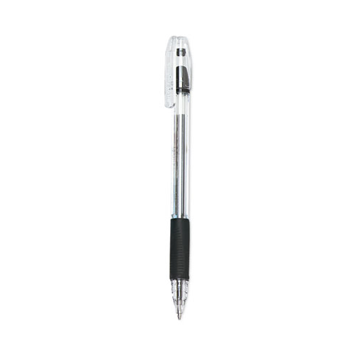 EasyTouch Ballpoint Pen, Stick, Medium 1 mm, Black Ink, Clear/Black Barrel, Dozen