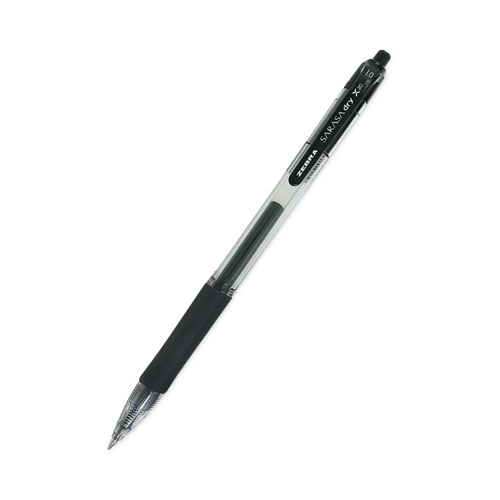 Sarasa Dry Gel X20 Gel Pen, Retractable, Bold 1 mm, Black Ink, Clear/Black Barrel, 12/Pack