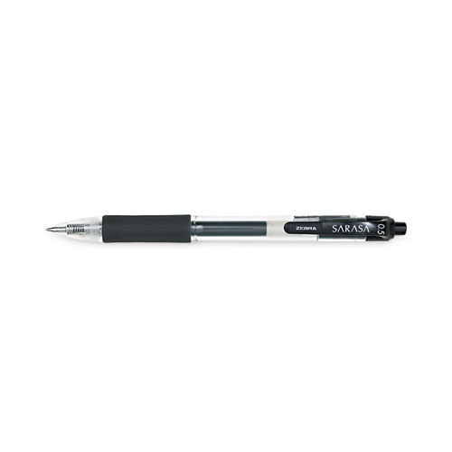 Sarasa Dry Gel X20 Gel Pen, Retractable, Fine 0.5 mm, Black Ink, Clear/Black Barrel, 12/Pack
