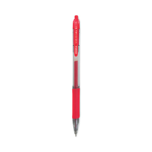 Sarasa Dry Gel X20 Gel Pen, Retractable, Medium 0.7 mm, Red Ink, Clear/Red Barrel, 12/Pack