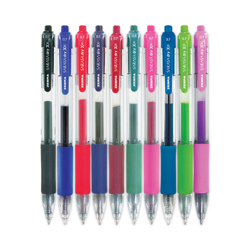 Sarasa Dry Gel X20 Gel Pen, Retractable, Medium 0.7 mm, Assorted Ink and Barrel Colors, 10/Pack