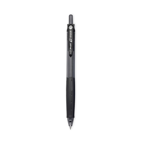 Pilot® G-Knock BeGreen Gel Pen, Retractable, Fine 0.7 mm, Black Ink, Smoke/Black Barrel, Dozen