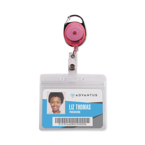 Image of Advantus Carabiner-Style Retractable Id Card Reel, 30" Extension, Assorted Neon Colors, 20/Pack