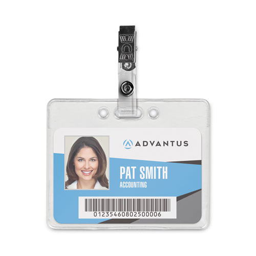 Image of Advantus Badge Straps With Clips, 0.38" X 2.75", Clear, 100/Box