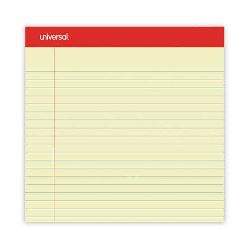 Perforated Ruled Writing Pads, Wide/Legal Rule, Red Headband, 50 Canary-Yellow 8.5 x 14 Sheets, Dozen