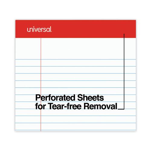 Image of Universal® Perforated Ruled Writing Pads, Wide/Legal Rule, Red Headband, 50 White 8.5 X 14 Sheets, Dozen