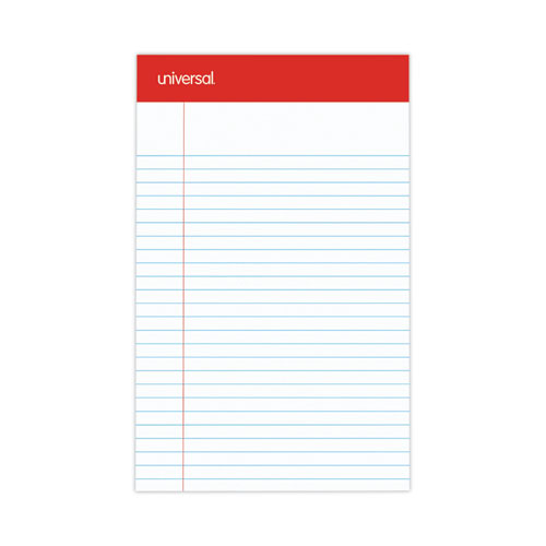 Image of Perforated Ruled Writing Pads, Narrow Rule, Red Headband, 50 White 5 x 8 Sheets, Dozen