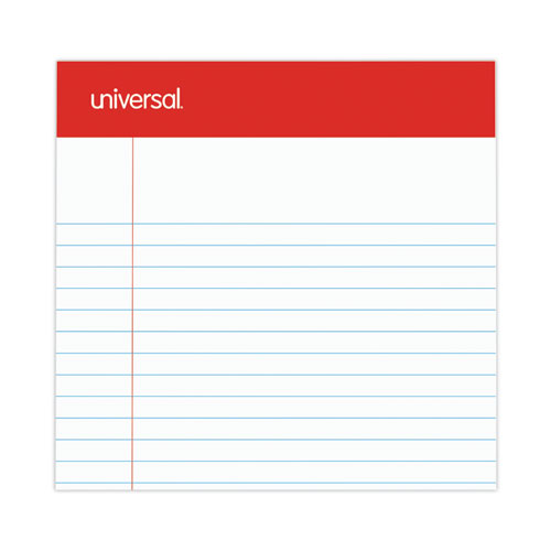 Image of Universal® Perforated Ruled Writing Pads, Narrow Rule, Red Headband, 50 White 5 X 8 Sheets, Dozen