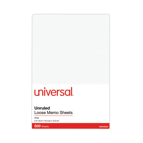 Image of Loose White Memo Sheets, 4 x 6, Unruled, Plain White, 500/Pack
