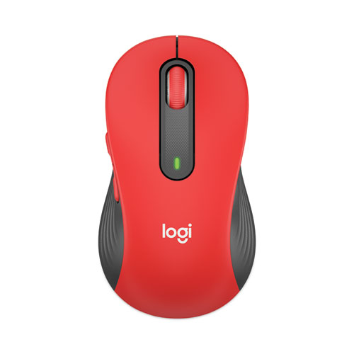 Signature M650 Wireless Mouse, Large, 2.4 GHz Frequency, 33 ft Wireless Range, Right Hand Use, Red