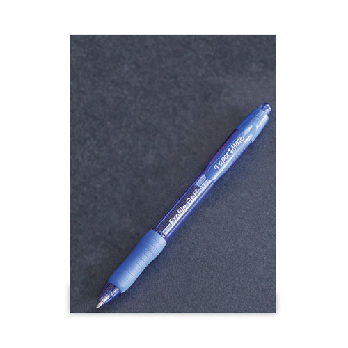 Image of Paper Mate® Profile Gel Pen, Retractable, Bold 1 Mm, Blue Ink, Translucent Blue Barrel, Dozen