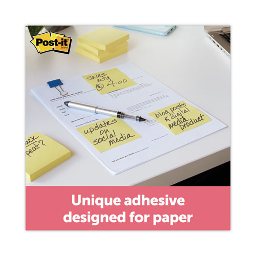 Image of Post-It® Greener Notes Original Recycled Note Pads, 3" X 3", Canary Yellow, 100 Sheets/Pad, 12 Pads/Pack