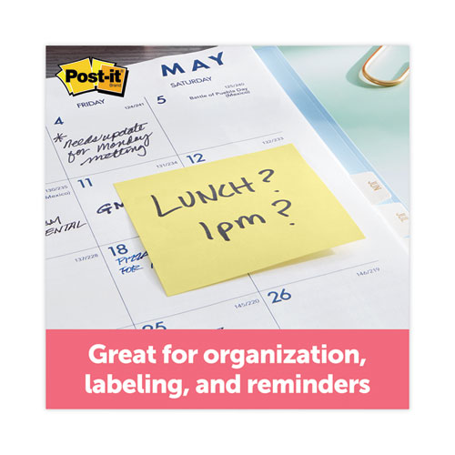 Image of Post-It® Notes Super Sticky Pads In Canary Yellow, 3" X 3", 90 Sheets/Pad, 12 Pads/Pack
