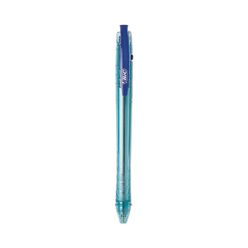 BIC® ReVolution Ocean Bound Ballpoint Pen, Retractable, Medium 1 mm, Blue Ink, Translucent Blue Barrel, Dozen