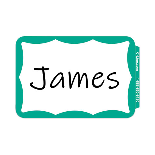 Self-Adhesive Name Badges, 3.5 x 2.25, Green, 100/Box