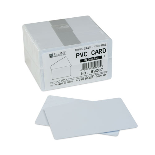 PVC ID Badge Card, 3.38 x 2.13, White, 100/Pack