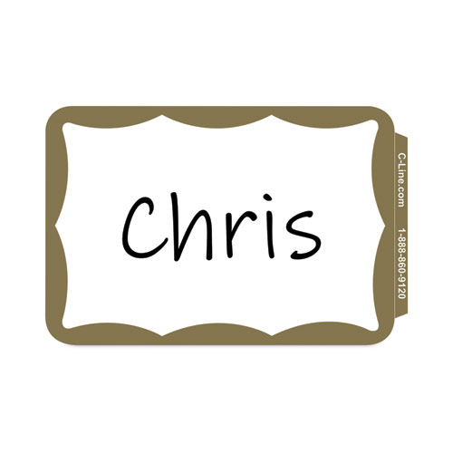 C-Line® Self-Adhesive Name Badges, 3.5 X 2.25, Gold, 100/Box