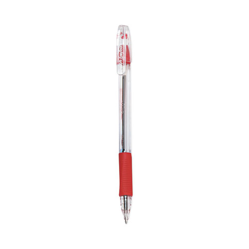 EasyTouch Ballpoint Pen, Stick, Medium 1 mm, Red Ink, Clear/Red Barrel, Dozen