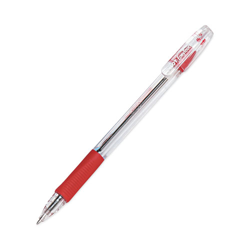 Image of Pilot® Easytouch Ballpoint Pen, Stick, Medium 1 Mm, Red Ink, Clear Barrel, Dozen