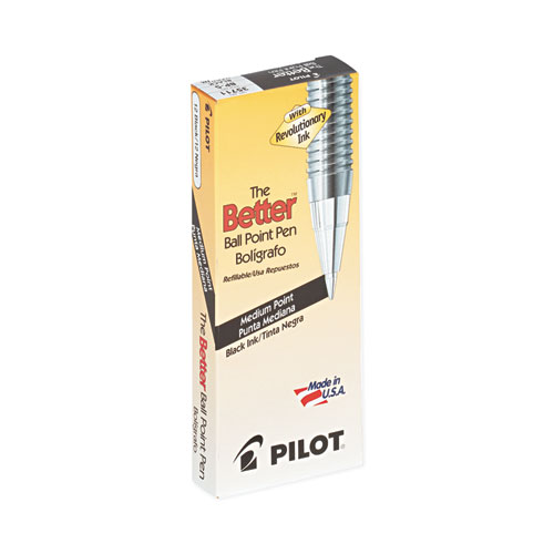 Image of Pilot® Better Ballpoint Pen, Stick, Medium 1 Mm, Black Ink, Smoke Barrel, Dozen