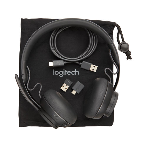 Image of Logitech® Zone Wireless Plus Msft Binaural Over The Head Headset, Black