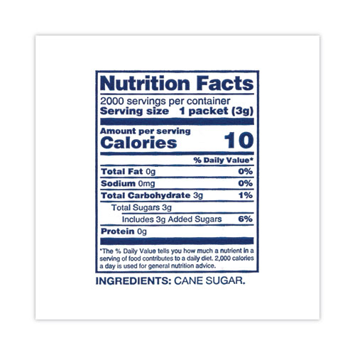 Sugar Packets, 0.1 oz Packet, 2,000/Carton, Ships in 1-3 Business Days